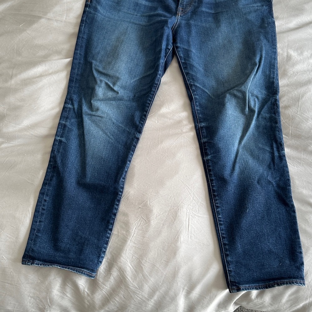 Express Blue Straight Jeans with Natural Fading